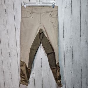 Women's Beige Riding Breeches with Brown Knee Patches